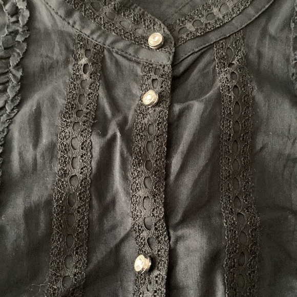 Express size M collarless,sheer black  button down - Picture 3 of 8